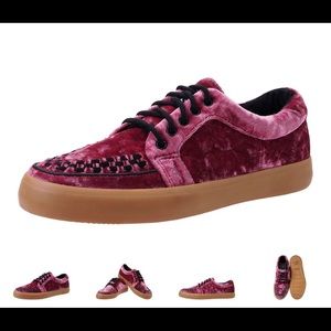 T.U.K Pink velvet sneakers worn once!!